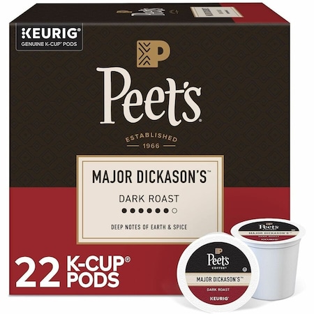 Peets Coffee Peet's Coffee K-Cup Major Dickason's Blend Coffee, Compatible with Keurig Brewer, Dark, K-Cup, 4PK 5000377638