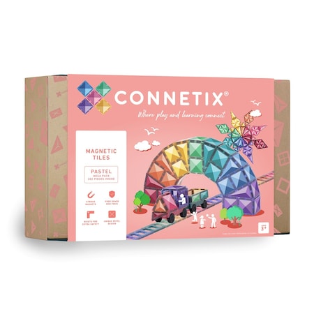 Connetix Magnetic Tiles Pastel Mega Pack, 202-Piece Set CT-P-00202-ME