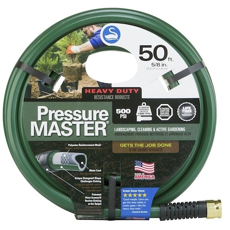 Swan 50 ft L Garden Hose, Vinyl Tube, Green CSN7958050