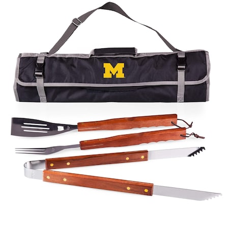 Picnic Time Family Of Brands NCAA Michigan Wolverines 3-Piece BBQ Tote & Grill Accessories Set 749-03-175-344-0