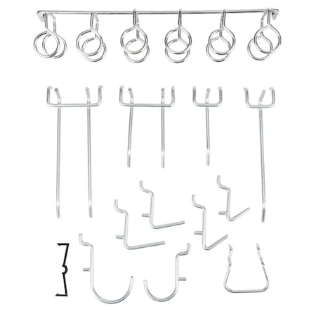 Performance Tool 95 pc. Peg Hook Assortment, Steel, Zinc Plated, Pegboard Hooks W5160