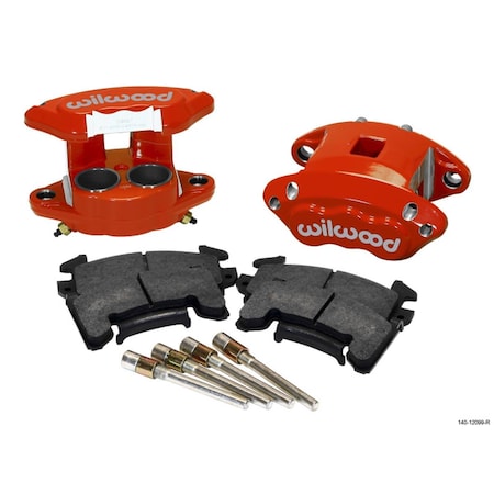 Wilwood 1.62 x 1.62 in. D154 Front Caliper Kit with Red Piston 1.04 in. Rotor 140-12099-R