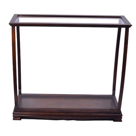 Homeroots 13in Dark Brown And Clear Glass Standard Display Stand 364372