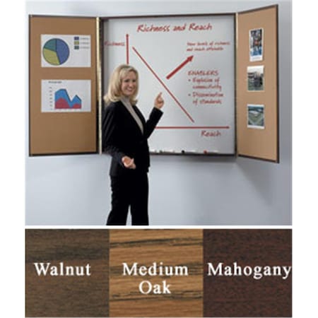 Ghent Mfg Ghent  Conference Cabinet - Centurion Porcelain Markerboard with Corkon Interior of Doors, Mahogany GH132310