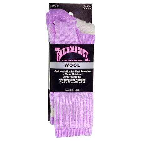 Railroad Sock Womens Boot Socks, 72% Merino Wool/Acrylic Blend, 24 Pair% Nylon, 4 Pair% Elastic, Lavender, 2 PK 667 LA