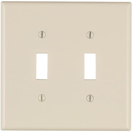 Leviton 2-Gang Smooth Plastic Mid-Way Toggle Switch Wall Plate Light Almond 005-80509-00T