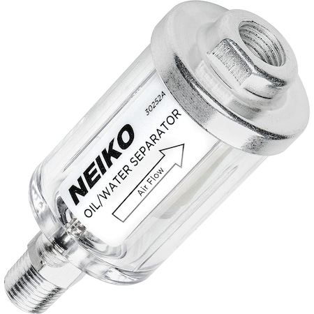 Neiko Water and Oil Separator for Air Line, 1/4'' NPT Inlet and Outlet, 90 PSI 30252A