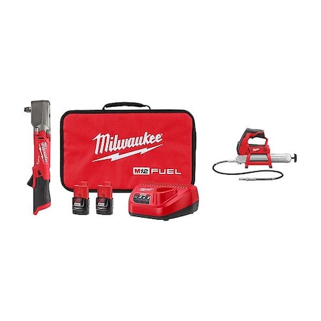 Milwaukee Tool M12 FUEL Impact Wrench + M12 Grease Gun 2565-22, 2446-20