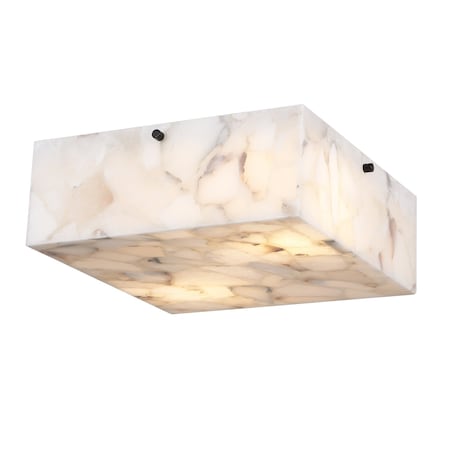 Jonathan Y Giulia 13" 2-Light Modern Contemporary Alabaster/Iron Square LED Flush Mount, White Marbling/Black JYL1201B