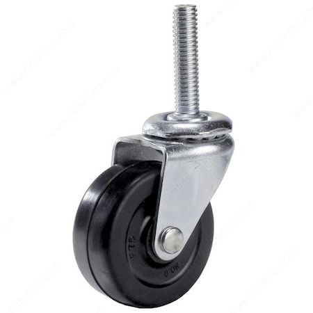 Richelieu Multi-Purpose Furniture Caster, Swivel Without Brake, with Threaded Stem, Black, Zinc F30648