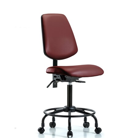 Blue Ridge Ergonomics Vinyl Chair, Med Bench, Round Tube Base, Med Back, Casters, Borscht BR-VMBCH-MB-RT-T0-A0-RC-8815