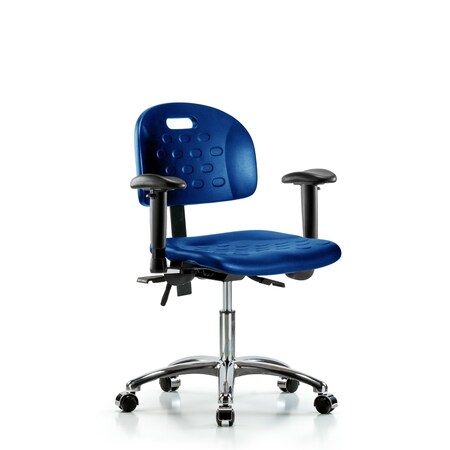 Blue Ridge Ergonomics Poly Chair Chrome, Desk, Tilt, Arms, Casters, Blue BR-HPDHCH-CR-T1-A1-CC-BLU
