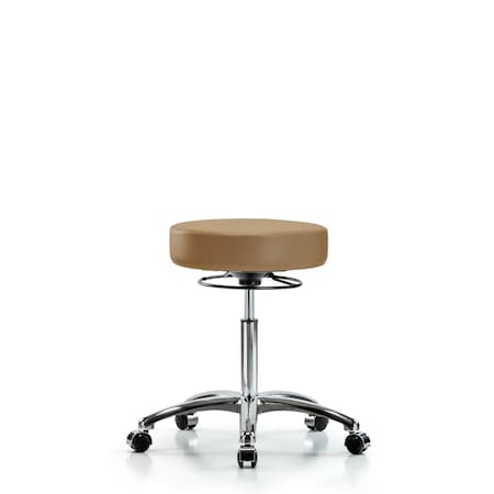 Blue Ridge Ergonomics Bench Stool, Med, Chrom, Vinyl, Castrs, Taupe BR-VMBSO-CR-NF-CC-8584