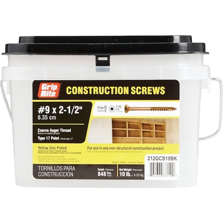 Do It Best No, 9 x 2-1/2'' Star Drive Flat Head Gold Construction Wood Screw, 840 Ct. 10 Lb. DIB200937