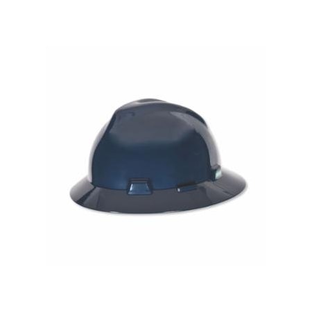 Msa Safety V-Gard Protective Hat, Fas-Trac III, Full Brim Hat, Slotted, Dark Canadian Blue, 20PK 454-802975
