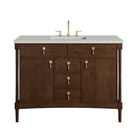 James Martin Vanities Kinnsden 48" Single Vanity, Sable Oak w/ 3 CM Lime Delight Silestone Top D680-V48-SBK-3LDL