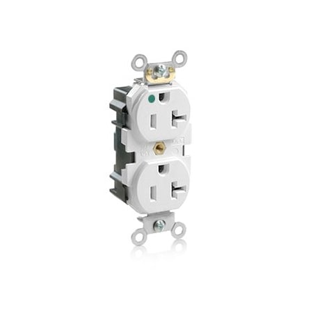 Leviton Lev-Lok Hospital Grade Duplex Receptacle, 20 Amp, 125 Volt M8300-HW