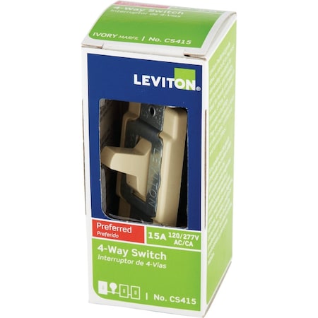 Leviton Commercial 15A Ivory Grounded Quiet 4-Way Switch S01-CS415-2IS