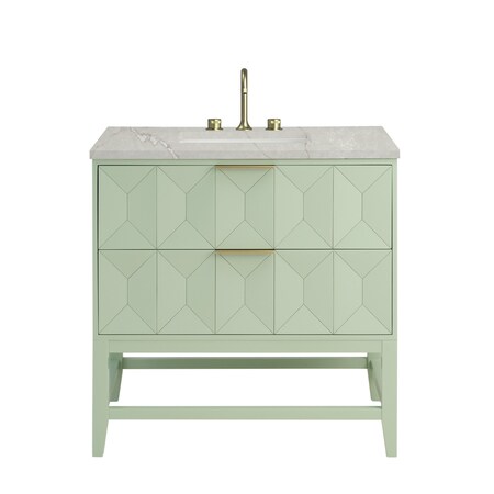 James Martin Vanities Emmeline 36'' Single Vanity, Pistachio w/ 3 CM Victorian Silver Top D100-V36-PST-3VSL