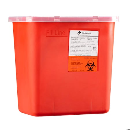 Dealmed Sharps Container 2 Gallon Rotor Opening Red 781922