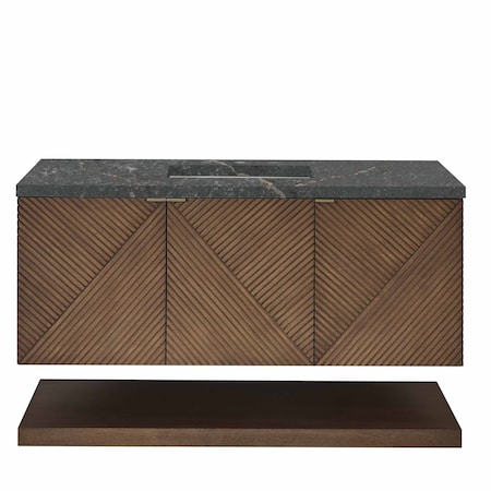 James Martin Vanities Marcello 48 in. Single Vanity, Chestnut w/ 3 CM Parisien Bleu Silestone Top D200-V48-CSN-3PBL