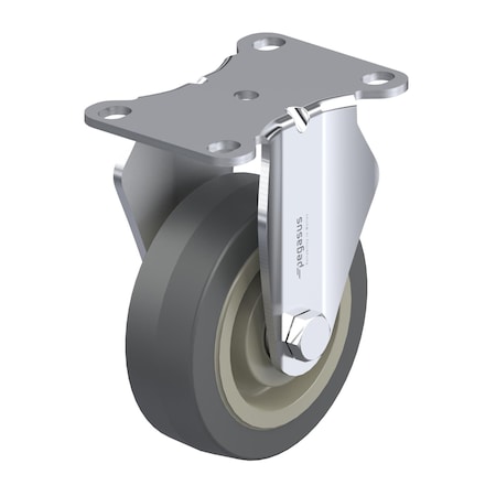 Pegasus Caster, Rigid Plate, Gray TPR, 165 lb. P12R-PRP030D-12