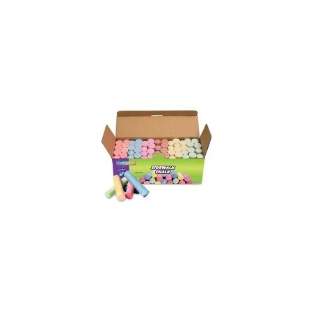 Creativity Street Sidewalk Chalk, 4in L x 1in Diameter, Tan, Pink, Teal, Lime, Gray, White, Purple, Orange, 52PK 1752