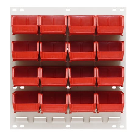 Quantum Storage Systems 18X19 HC LOUVERED PANEL W/16 BINS RED QLP-1819HC-220-16RD