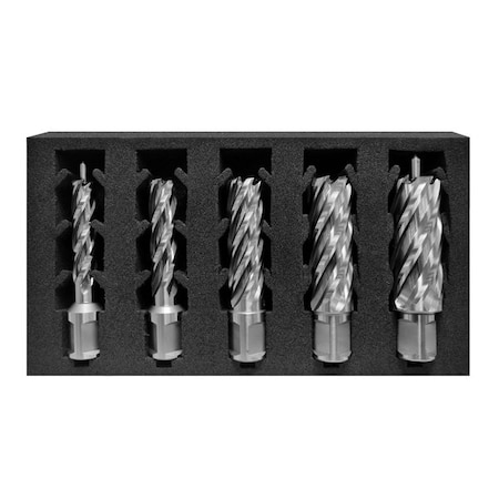 Holemaker Technology HMT HSS Silvermax Long Series Annular Cutter Set - 19/16, 11/16, 13/16, 15/16, 1-1/16" 107012-SET2