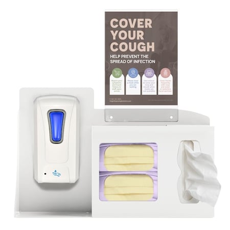 Origin Dispensing Solutions Hygiene Station Bundle-Gel Dispenser-Steel-White HS20S04WH