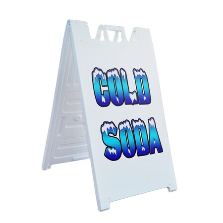 Signmission Cold Soda, A-Frame & 2 Decals Installed, Heavy-Duty Plastic Frame SBHD-D-2436-Cold Soda