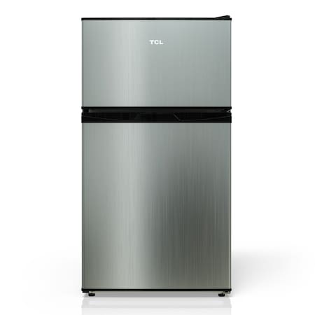 Tcl 3.1 Cu. Ft. Compact Double-Door Mini Refrigerator, Silver TRM31D4AV