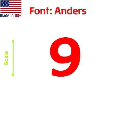 Aacc Self-Adhesive Vinyl Number: 9, Size: 28 cm. Color: Red Font: Anders, 1 sticker AACC-Anders-N9-Red-M28x1