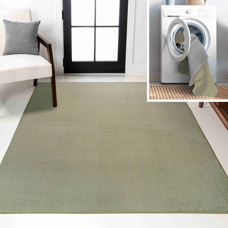 Jonathan Y Twyla Classic Solid Low-Pile Machine-Washable Sage Green 5 ft. x 8 ft. Area Rug WSH300H-5