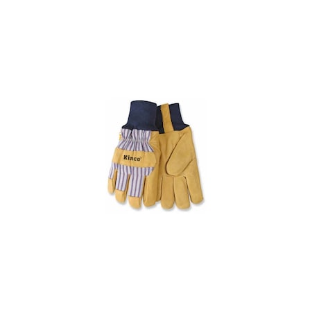 Heatkeep Protective Gloves, Men's, XL, Wing Thumb, Knit Wrist Cuff, Blue/Tan 1927KW-XL