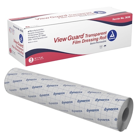 Dynarex View Guard Transparent Film Dressing Roll, 10"x11 Yards, 12PK 3638