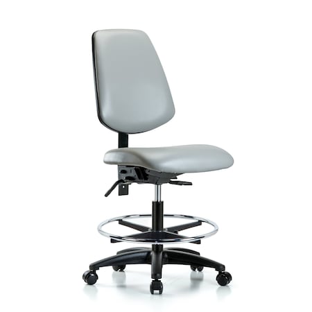 Blue Ridge Ergonomics Medium Bench Chair No Arms, 22" to 29" Height, Vinyl, Dove BR-VMBCH-MB-RG-T1-A0-CF-RC-8567