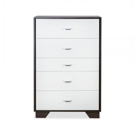Homeroots 32" Brown and White Five Drawer Standard Chest 286662