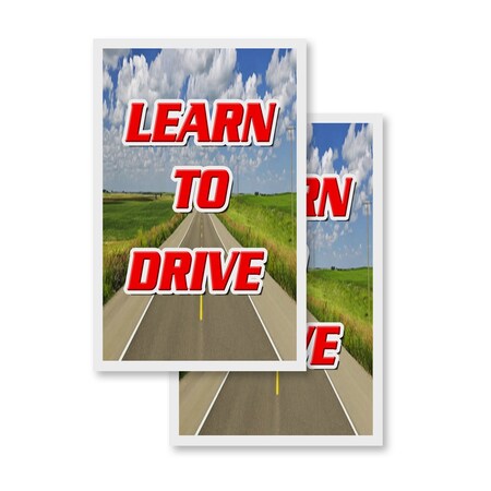 Signmission Learn To Drive, Vinyl Decals Only 24 Inch x 36 Inch, Vinyl Decal, 2PK DSB-2436-2PACK-Learn To Drive