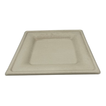 Integrated Bagging Systems Heavy Square Plate Molded Fiber 10" x 10" Natural White PFAS Free EDP-10-PF