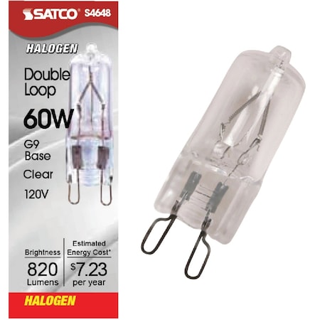 Satco 60W 120V Clear Double Loop Base T4 Halogen Special Purpose Light Bulb S4648