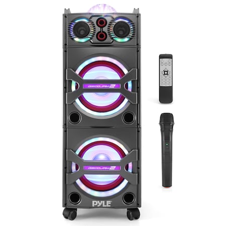 Pyle PylePortable Bluetooth PA Speaker System - 2000W Active Powered, Party Lights, USB SD, Wheels PSUFM1043BT