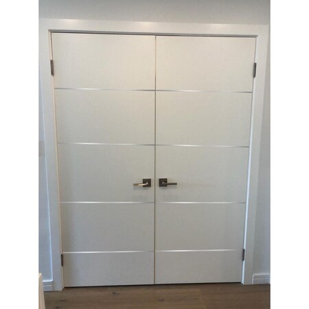 Sartodoors Planum Solid French Double Doors, Planum 0020 White Silk, Wood Solid Panel Frame Trims, Closet Bedr PLANUM0020DD-WS-36