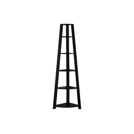 Homeroots 71" Black Wood Five Tier Corner Bookcase 332855