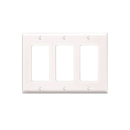 Leviton Decora Wallplate, Midway Size, Gang 3, White PJ263-W