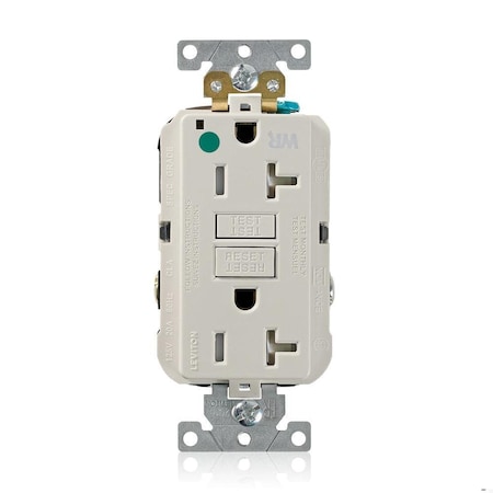 Leviton SmartlockPro GFCI 20A WR/TR/HG/PI Lt Al GFWT2-HGT