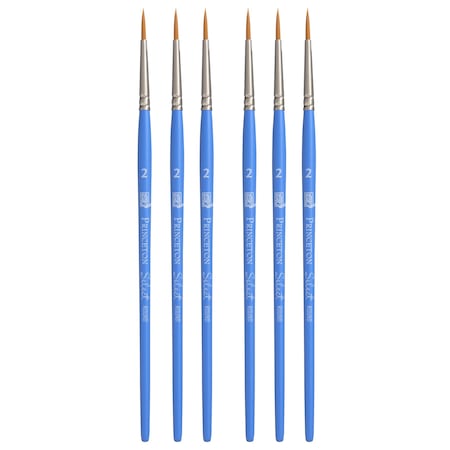 Princeton Select Artiste Round Brush, Synthetic Bristles, Short Handle Mixed Media Paintbrush, Size 2, 6PK P3750R2