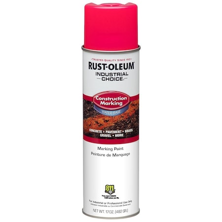 Rust-Oleum 17 Oz. Rust-Oleum 264702 Fluorescent Pink Industrial Choice M1400 System Water-Based Construction 264700