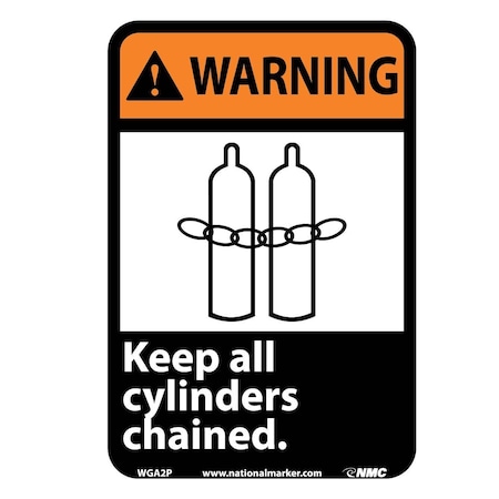 Nmc Warning Keep All Cylinders Chained Sign, WGA2P WGA2P