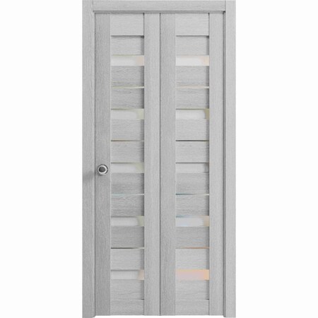 Sartodoors Sliding Closet Bi-fold Doors Grey Solid Core Modern Interior QUADRO4445BF-OAK-56 x 96 (2* 28x96)